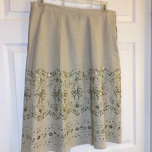 intriguing threads Tan Linen Skirt Size 14